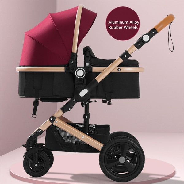 Adjustable Luxury Baby Stroller 3 in 1 Portable High Landscape Reversible Stroller Hot Mom Pink Stroller Travel Pram Pushchair