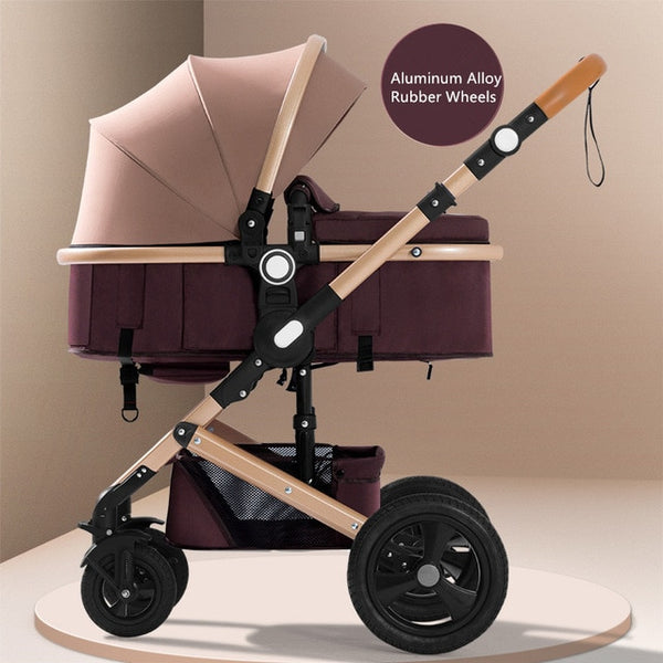 Adjustable Luxury Baby Stroller 3 in 1 Portable High Landscape Reversible Stroller Hot Mom Pink Stroller Travel Pram Pushchair