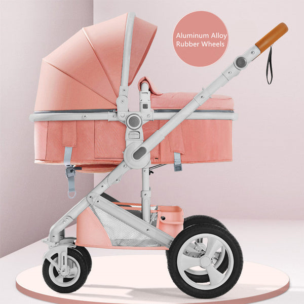 Adjustable Luxury Baby Stroller 3 in 1 Portable High Landscape Reversible Stroller Hot Mom Pink Stroller Travel Pram Pushchair