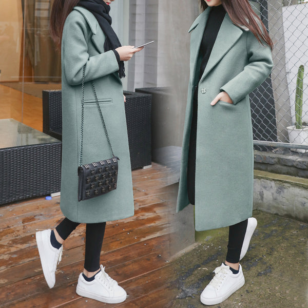 2019 New Ladies' jacket Fashion Single Breasted Slim Women Autumn Winter Wool Coat Long Wool Coat Spring Autumn Women Wool Coat