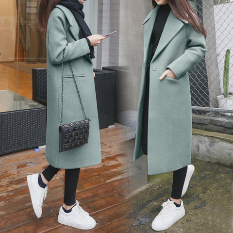 2019 New Ladies' jacket Fashion Single Breasted Slim Women Autumn Winter Wool Coat Long Wool Coat Spring Autumn Women Wool Coat - THE PLACE TO BE !!