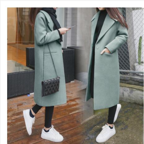 2019 New Ladies' jacket Fashion Single Breasted Slim Women Autumn Winter Wool Coat Long Wool Coat Spring Autumn Women Wool Coat