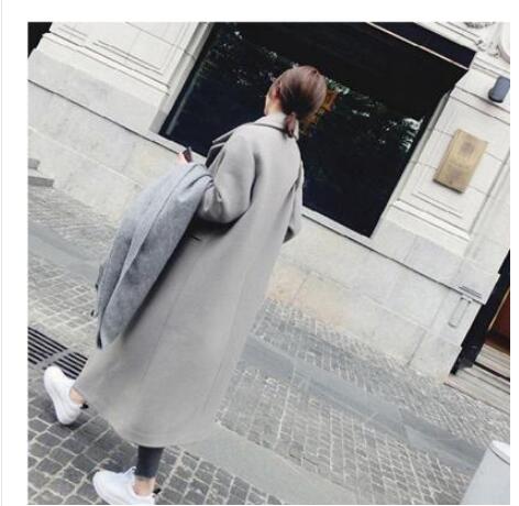 2019 New Ladies' jacket Fashion Single Breasted Slim Women Autumn Winter Wool Coat Long Wool Coat Spring Autumn Women Wool Coat