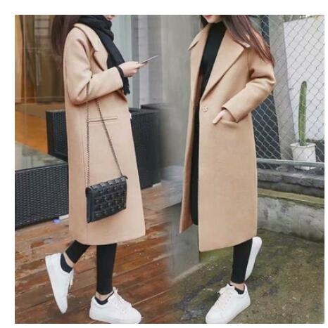 2019 New Ladies' jacket Fashion Single Breasted Slim Women Autumn Winter Wool Coat Long Wool Coat Spring Autumn Women Wool Coat