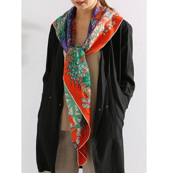 Elegant Floral Print Women Silk Cashmere Scarf Wraps Shawl