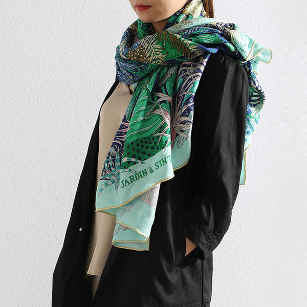 Elegant Floral Print Women Silk Cashmere Scarf Wraps Shawl