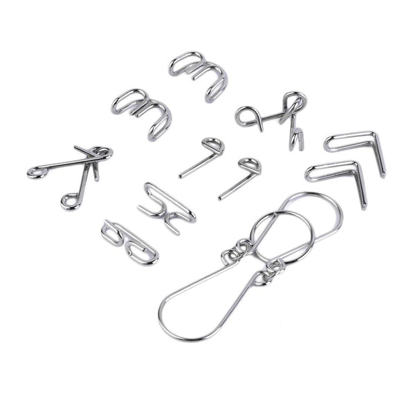 7pcs/Set Metal Wire Puzzles Magic Trick Compact Puzzle Ring Toy IQ Test Toys Funny Mind Game Portable Brain Teaser