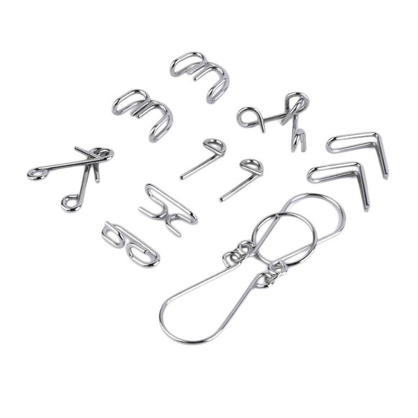 7pcs/Set Metal Wire Puzzles Magic Trick Compact Puzzle Ring Toy IQ Test Toys Funny Mind Game Portable Brain Teaser