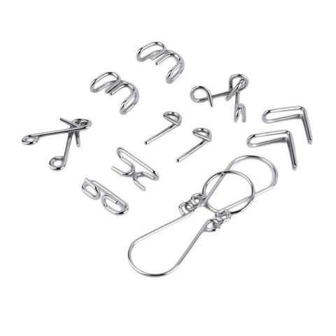 7pcs/Set Metal Wire Puzzles Magic Trick Compact Puzzle Ring Toy IQ Test Toys Funny Mind Game Portable Brain Teaser