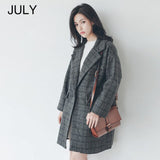 JULY Autumn winter plaid coat jacket female 2019 new loose coat long section women's coat plaid brown coat coat female - THE PLACE TO BE !!