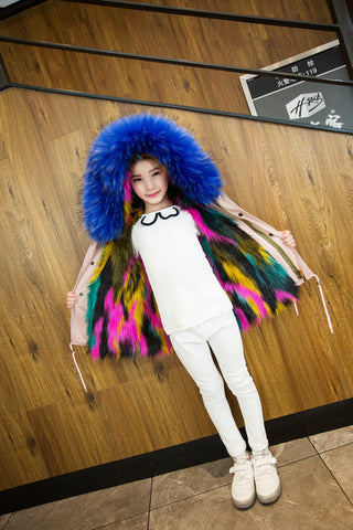 2019 Winter Children Clothing Imitation Fur Girls Coat  Hooded Boysand Girls Jackets Overcoat Warm Faux Fur Coat Outwear Parkas