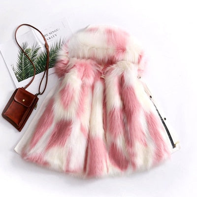2019 Winter Children Clothing Imitation Fur Girls Coat  Hooded Boysand Girls Jackets Overcoat Warm Faux Fur Coat Outwear Parkas