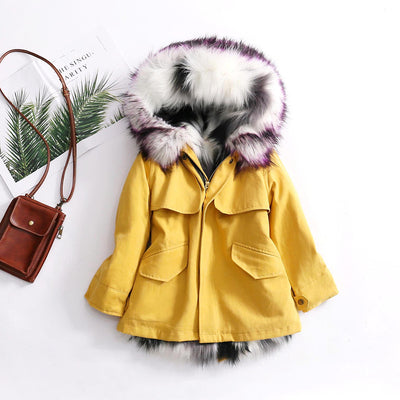2019 Winter Children Clothing Imitation Fur Girls Coat  Hooded Boysand Girls Jackets Overcoat Warm Faux Fur Coat Outwear Parkas