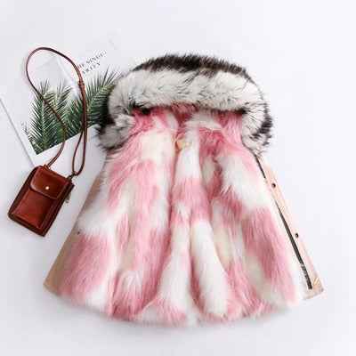 2019 Winter Children Clothing Imitation Fur Girls Coat  Hooded Boysand Girls Jackets Overcoat Warm Faux Fur Coat Outwear Parkas