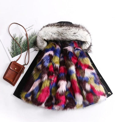 2019 Winter Children Clothing Imitation Fur Girls Coat  Hooded Boysand Girls Jackets Overcoat Warm Faux Fur Coat Outwear Parkas