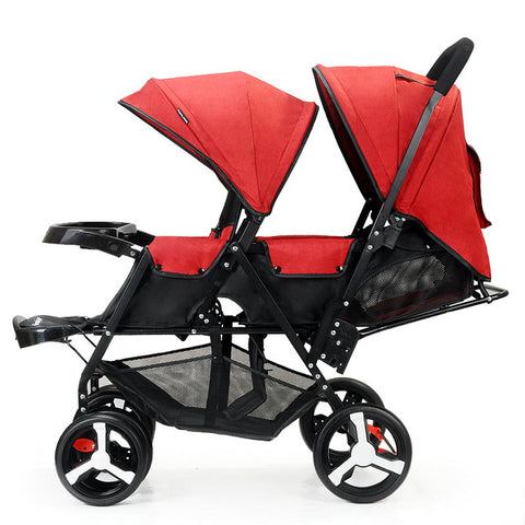 Baby Twin Stroller Front and Rear Seat Flat Lie Double Stroller Portable Folding Baby Stroller 2 In 1 Newborn Twins Baby Cart