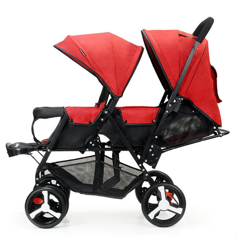 Baby Twin Stroller Front and Rear Seat Flat Lie Double Stroller Portable Folding Baby Stroller 2 In 1 Newborn Twins Baby Cart