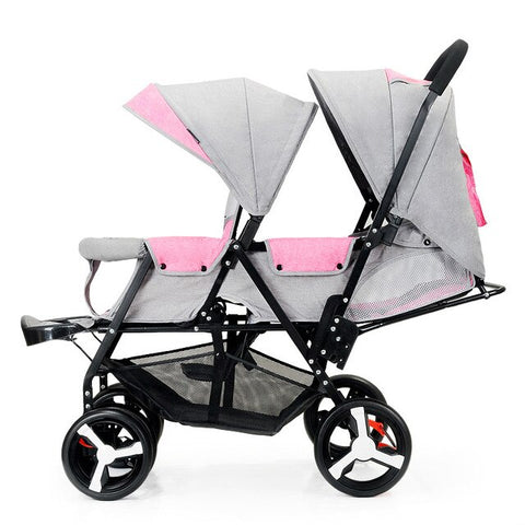Baby Twin Stroller Front and Rear Seat Flat Lie Double Stroller Portable Folding Baby Stroller 2 In 1 Newborn Twins Baby Cart