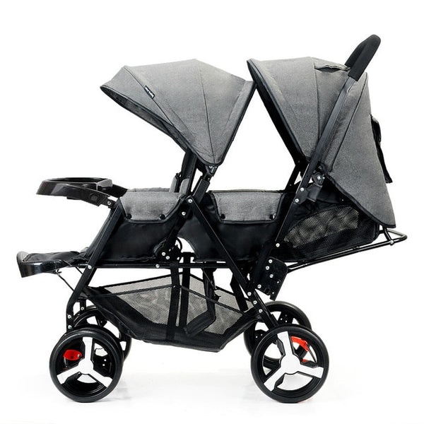 Baby Twin Stroller Front and Rear Seat Flat Lie Double Stroller Portable Folding Baby Stroller 2 In 1 Newborn Twins Baby Cart