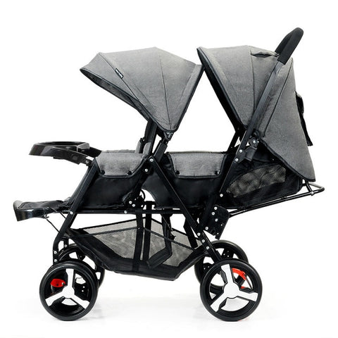 Baby Twin Stroller Front and Rear Seat Flat Lie Double Stroller Portable Folding Baby Stroller 2 In 1 Newborn Twins Baby Cart
