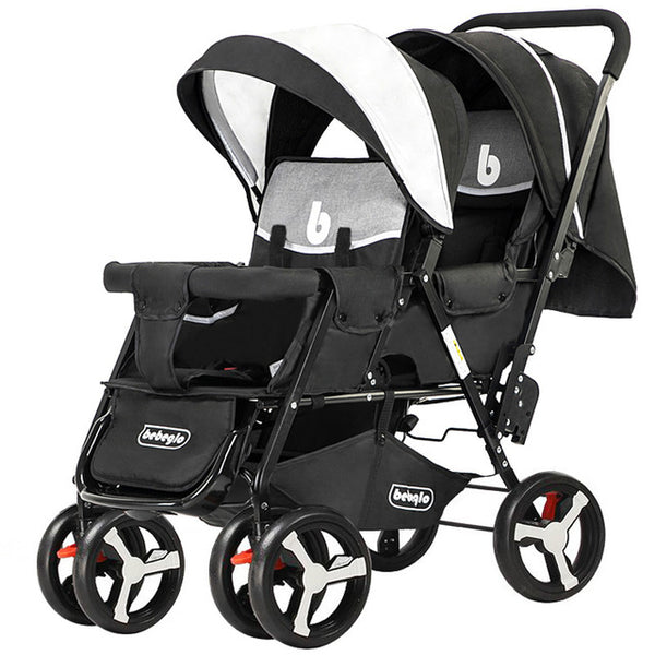 Baby Twin Stroller Front and Rear Seat Flat Lie Double Stroller Portable Folding Baby Stroller 2 In 1 Newborn Twins Baby Cart