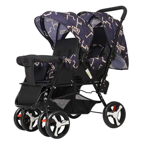 Baby Twin Stroller Front and Rear Seat Flat Lie Double Stroller Portable Folding Baby Stroller 2 In 1 Newborn Twins Baby Cart