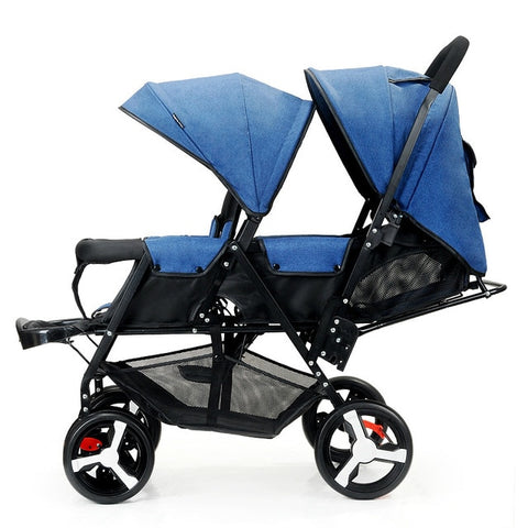 Baby Twin Stroller Front and Rear Seat Flat Lie Double Stroller Portable Folding Baby Stroller 2 In 1 Newborn Twins Baby Cart