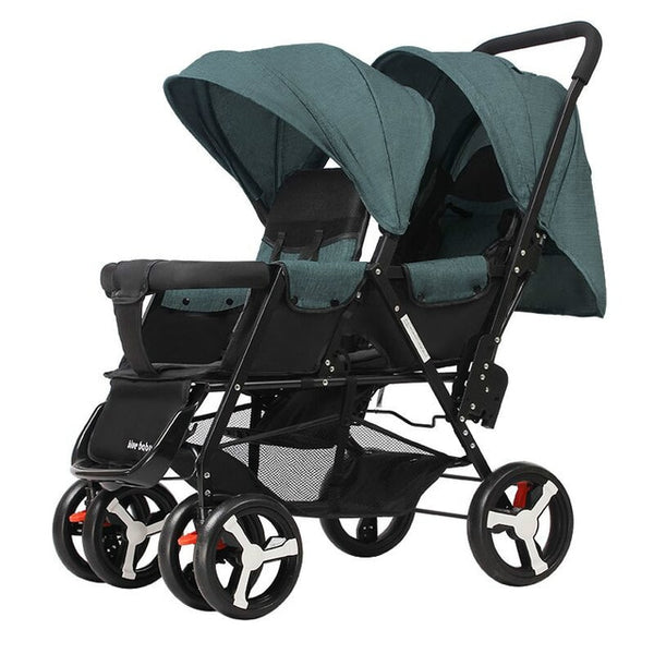 Baby Twin Stroller Front and Rear Seat Flat Lie Double Stroller Portable Folding Baby Stroller 2 In 1 Newborn Twins Baby Cart