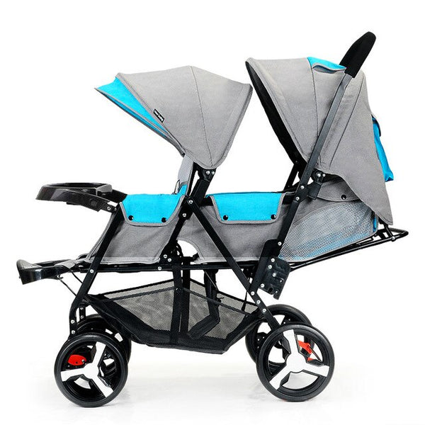Baby Twin Stroller Front and Rear Seat Flat Lie Double Stroller Portable Folding Baby Stroller 2 In 1 Newborn Twins Baby Cart