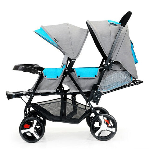 Baby Twin Stroller Front and Rear Seat Flat Lie Double Stroller Portable Folding Baby Stroller 2 In 1 Newborn Twins Baby Cart