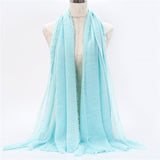 2019 women bubble cotton solid Islam muslim head scarf shawls and wraps pashmina female foulard viscose maxi crinkle cloud hijab - THE PLACE TO BE !!