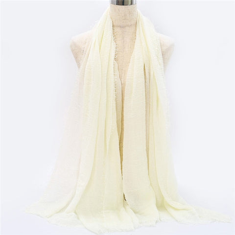 2019 women bubble cotton solid Islam muslim head scarf shawls and wraps pashmina female foulard viscose maxi crinkle cloud hijab