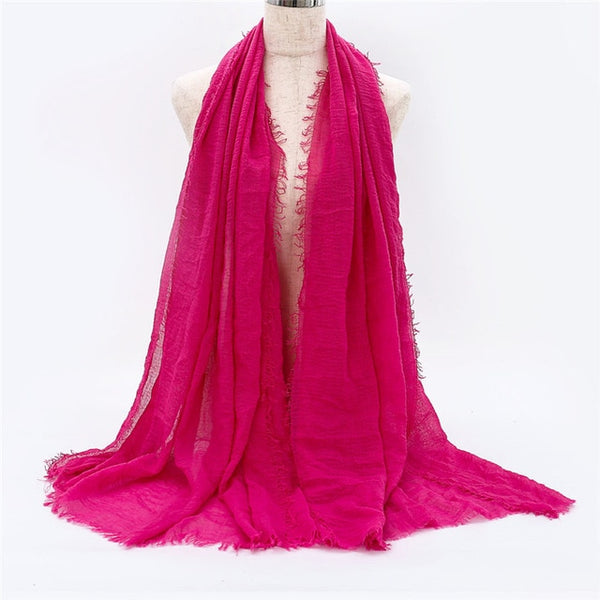 2019 women bubble cotton solid Islam muslim head scarf shawls and wraps pashmina female foulard viscose maxi crinkle cloud hijab