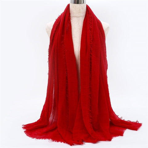 2019 women bubble cotton solid Islam muslim head scarf shawls and wraps pashmina female foulard viscose maxi crinkle cloud hijab