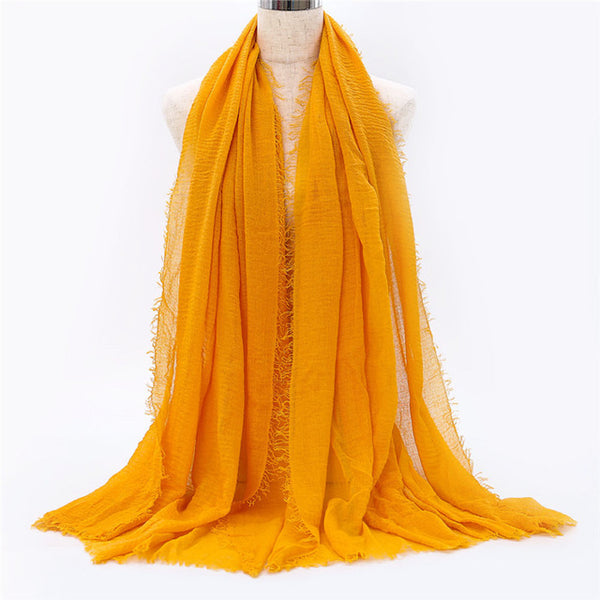 2019 women bubble cotton solid Islam muslim head scarf shawls and wraps pashmina female foulard viscose maxi crinkle cloud hijab