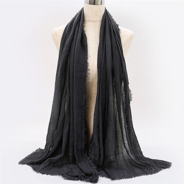 2019 women bubble cotton solid Islam muslim head scarf shawls and wraps pashmina female foulard viscose maxi crinkle cloud hijab