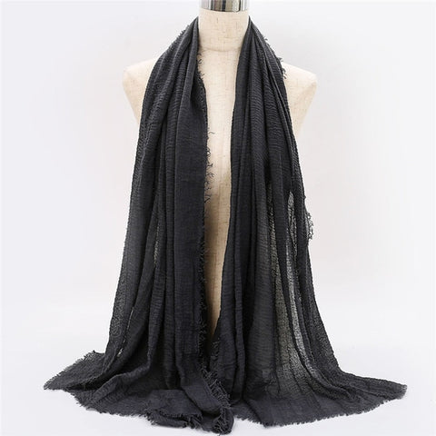 2019 women bubble cotton solid Islam muslim head scarf shawls and wraps pashmina female foulard viscose maxi crinkle cloud hijab