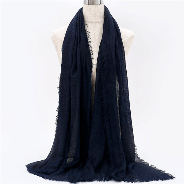 2019 women bubble cotton solid Islam muslim head scarf shawls and wraps pashmina female foulard viscose maxi crinkle cloud hijab