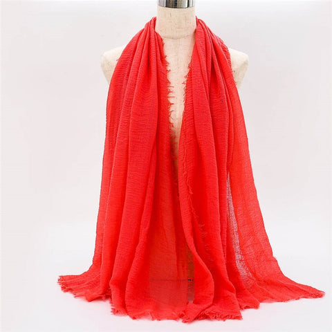 2019 women bubble cotton solid Islam muslim head scarf shawls and wraps pashmina female foulard viscose maxi crinkle cloud hijab