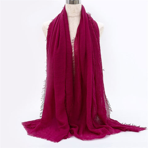 2019 women bubble cotton solid Islam muslim head scarf shawls and wraps pashmina female foulard viscose maxi crinkle cloud hijab