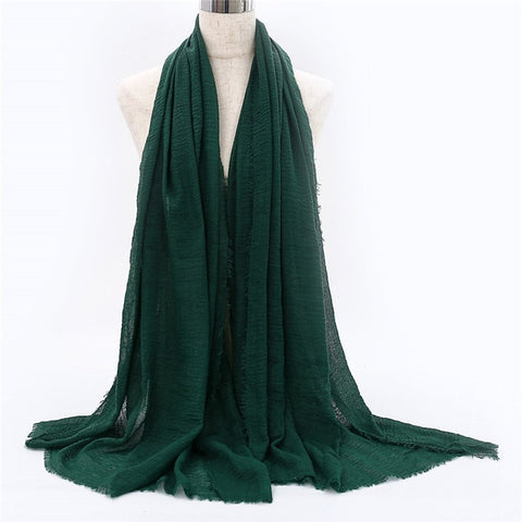 2019 women bubble cotton solid Islam muslim head scarf shawls and wraps pashmina female foulard viscose maxi crinkle cloud hijab