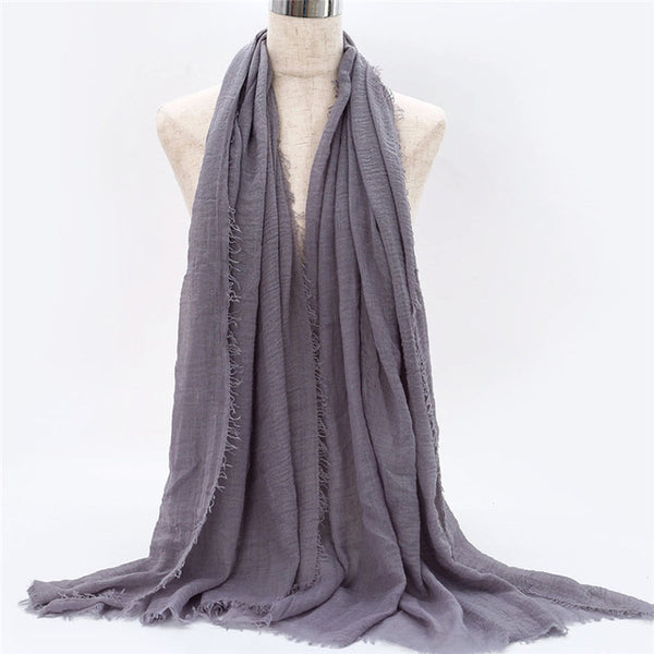 2019 women bubble cotton solid Islam muslim head scarf shawls and wraps pashmina female foulard viscose maxi crinkle cloud hijab