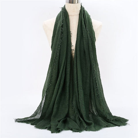 2019 women bubble cotton solid Islam muslim head scarf shawls and wraps pashmina female foulard viscose maxi crinkle cloud hijab