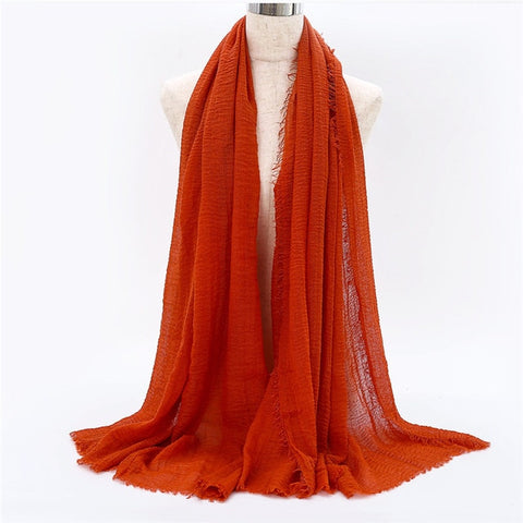 2019 women bubble cotton solid Islam muslim head scarf shawls and wraps pashmina female foulard viscose maxi crinkle cloud hijab