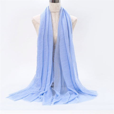 2019 women bubble cotton solid Islam muslim head scarf shawls and wraps pashmina female foulard viscose maxi crinkle cloud hijab