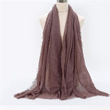 2019 women bubble cotton solid Islam muslim head scarf shawls and wraps pashmina female foulard viscose maxi crinkle cloud hijab - THE PLACE TO BE !!