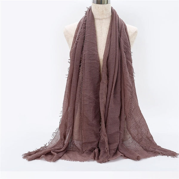 2019 women bubble cotton solid Islam muslim head scarf shawls and wraps pashmina female foulard viscose maxi crinkle cloud hijab