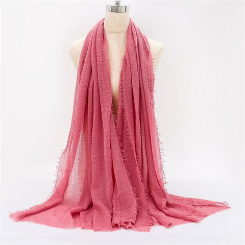 2019 women bubble cotton solid Islam muslim head scarf shawls and wraps pashmina female foulard viscose maxi crinkle cloud hijab