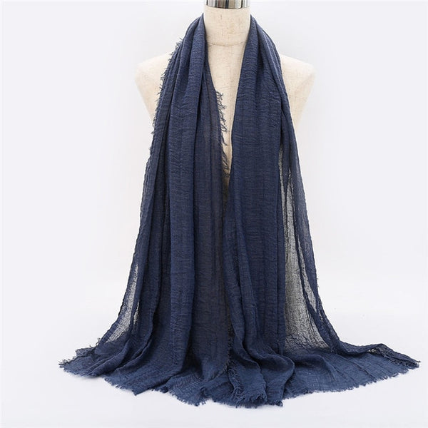 2019 women bubble cotton solid Islam muslim head scarf shawls and wraps pashmina female foulard viscose maxi crinkle cloud hijab