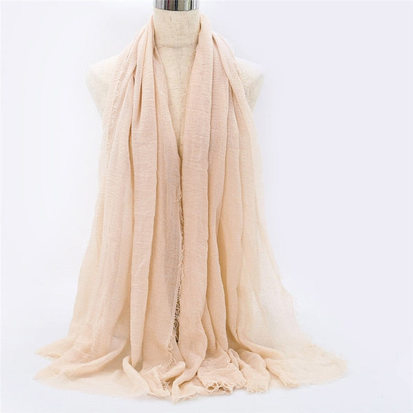 2019 women bubble cotton solid Islam muslim head scarf shawls and wraps pashmina female foulard viscose maxi crinkle cloud hijab